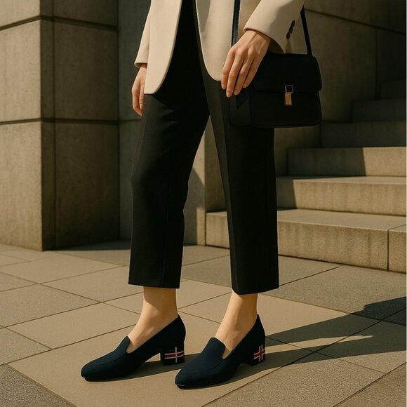 Brunate Women's loafers Fondi Fabric Navy Size EU 39.5/US 8.5 - Picture 1 of 14